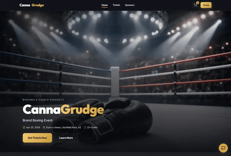 CannaGrudge event landing page and ticketing experience