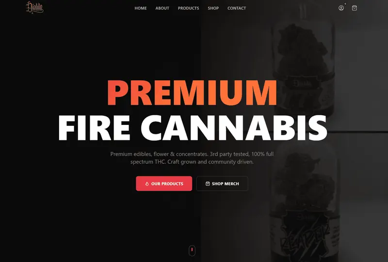 Diablo Cannabis Co. storefront and product collections